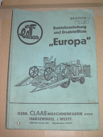 original 1969 Claas Columbus Mähdrescher Ersatzteilliste ETL Ersatzteilkatalog 